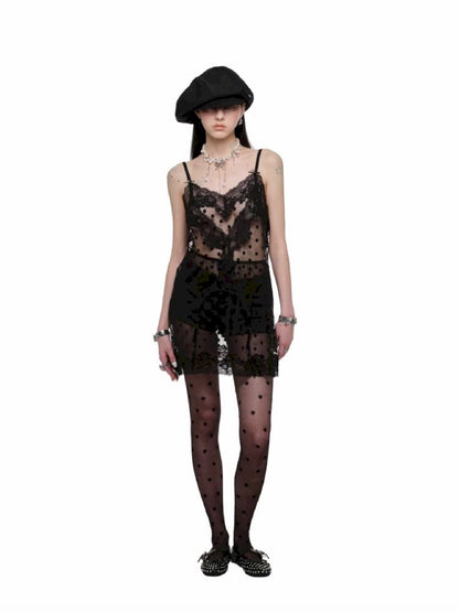 Lace See Through Halter Dress【s0000011602】