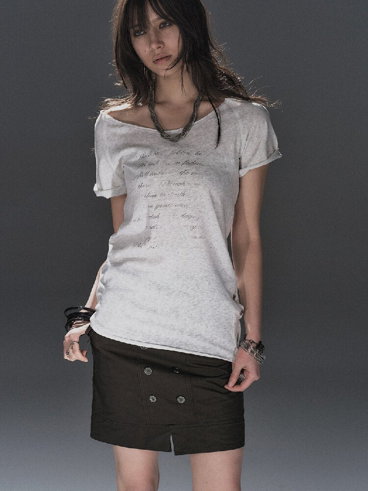 Silver Print Raglan Short T Shirt【s0000016241】