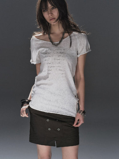 Silver Print Raglan Short T Shirt【s0000016241】
