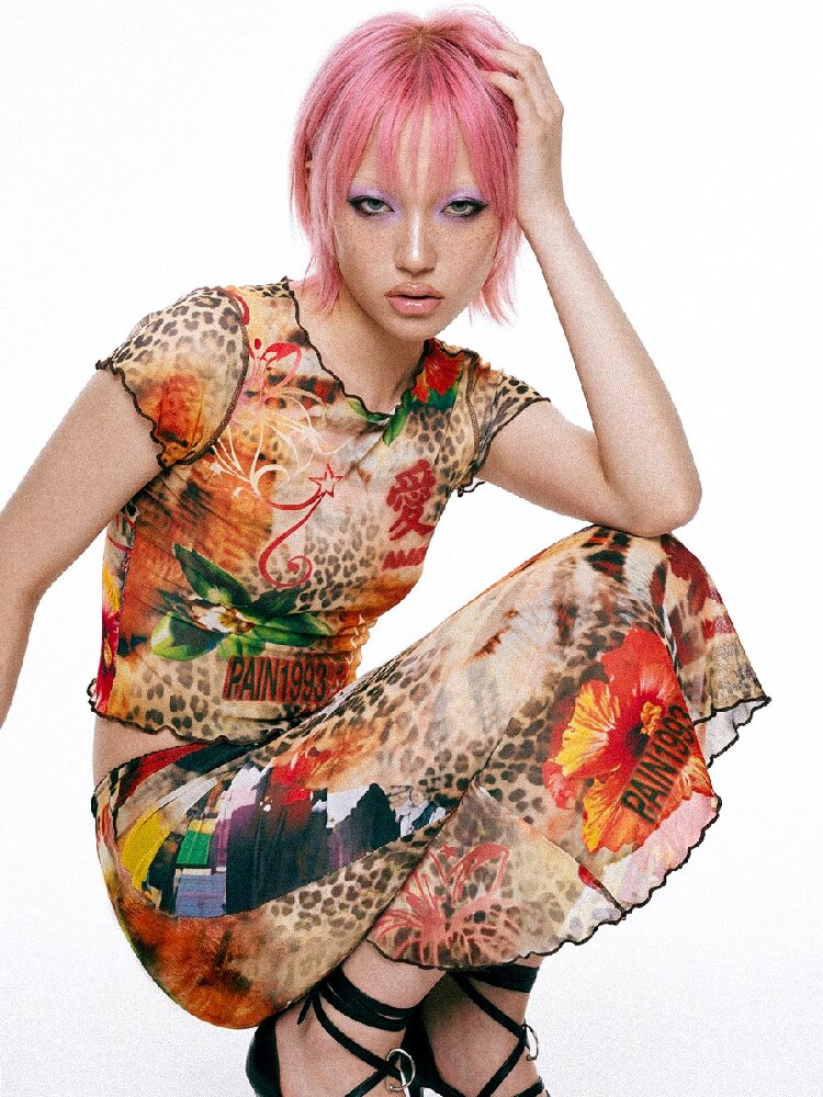 Leopard Print Mesh Mermaid Dress Set【s0000017450】