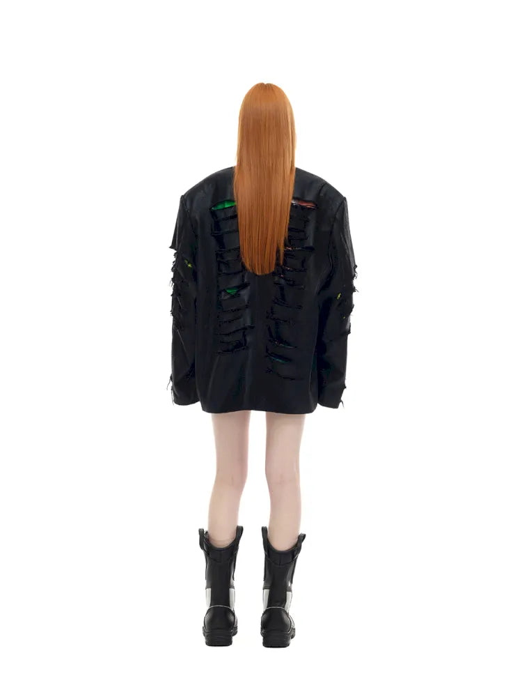 Oversized Silhouette Leather Blazer【s0000014003】