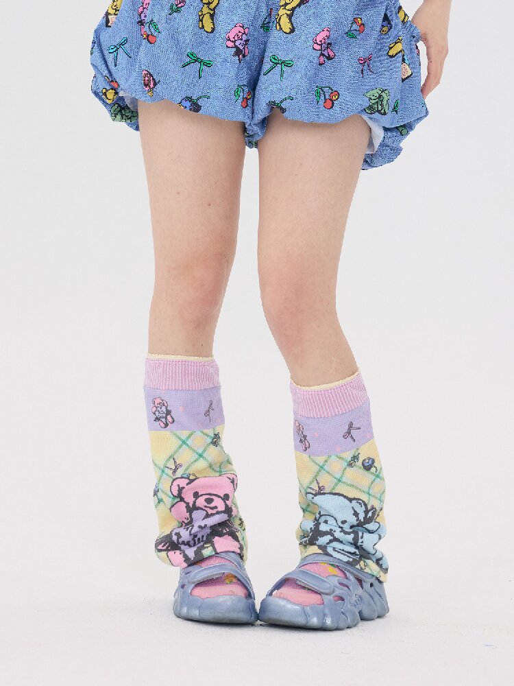 Bear Print Lace Stack Socks【s0000016708】