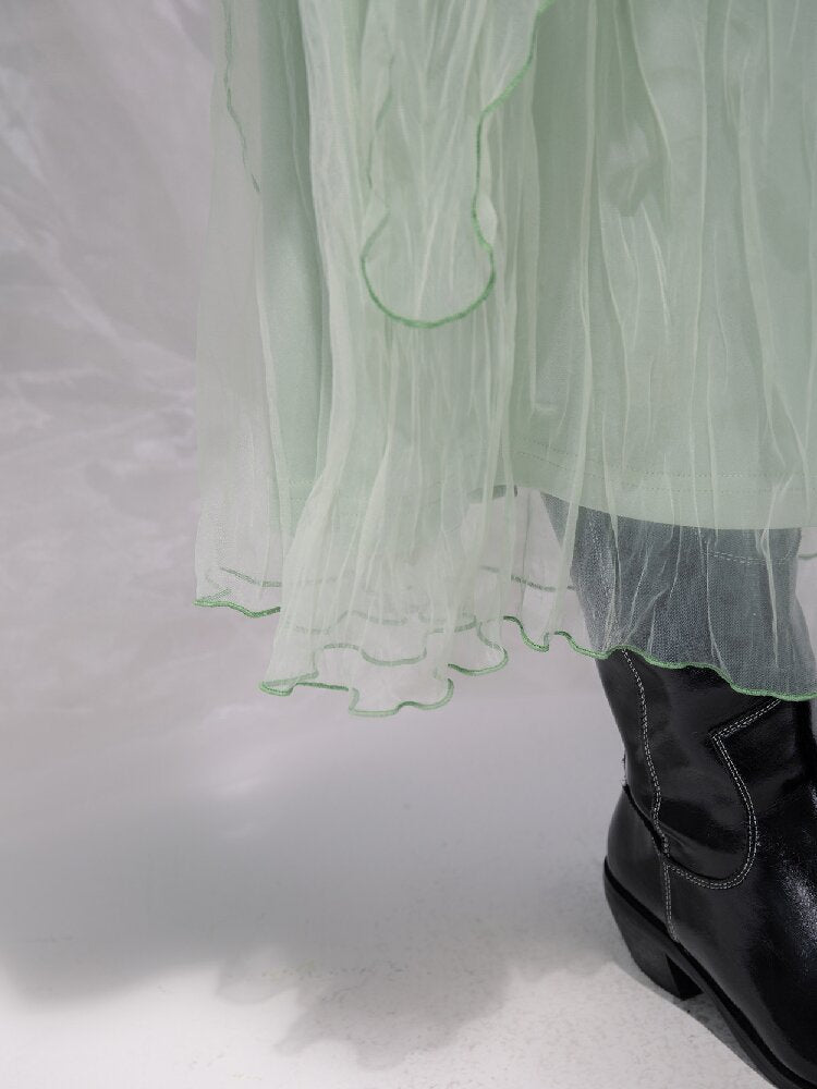 Liubo Gauze Green Irregular Skirt【s0000015738】