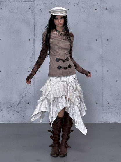 Vintage Lace Irregular Velvet Skirt【s0000014930】