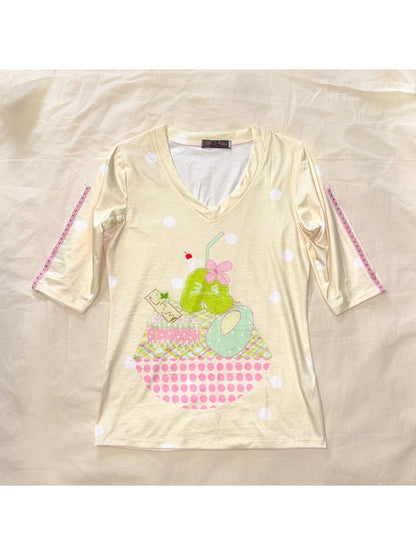 Polka Dot V-Neck Top【s0000013233】