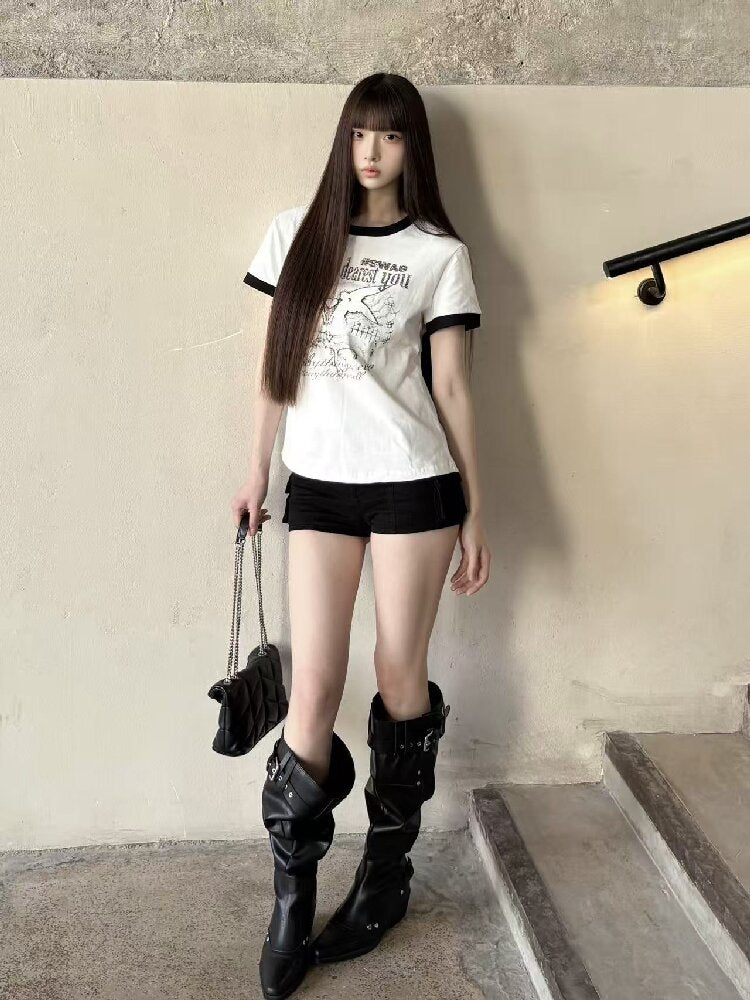 Contrast Patchwork Crew T-Shirt【s0000018214】