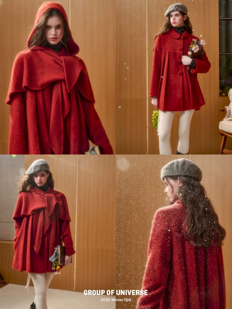 Christmas New Year Woolen Cloak Two-Piece【s0000014892】