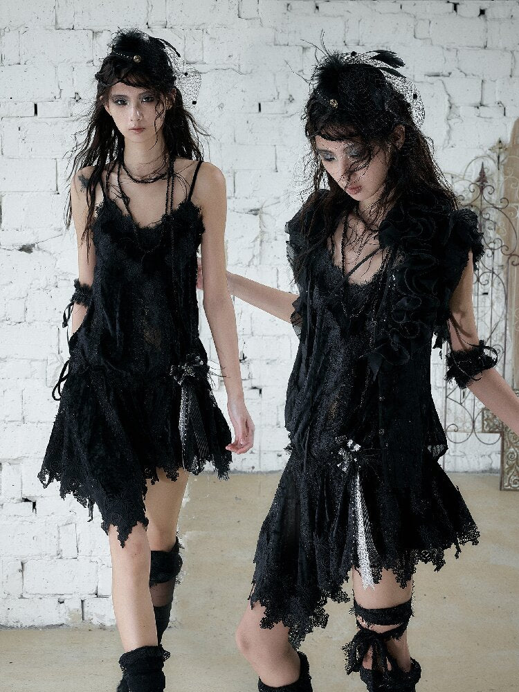 Romantic Velvet Drawstring Slip Dress【s0000016982】