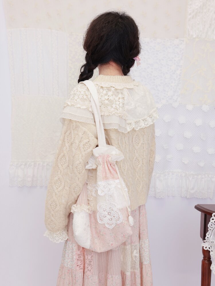 Patchwork Appliqué Drawstring Bag【s0000016505】