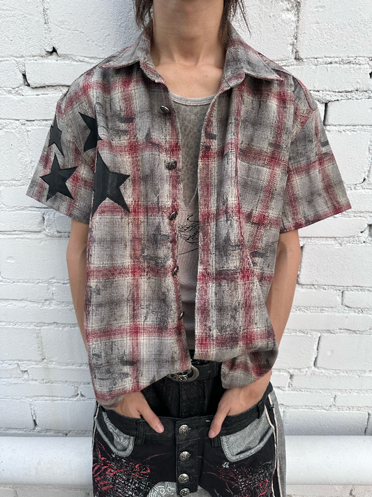 Smeared Plaid Star Patchwork Top【s0000016973】