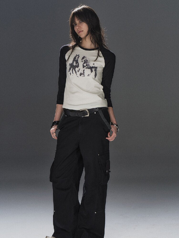 Pony Print Raglan Street T Shirt【s0000016237】