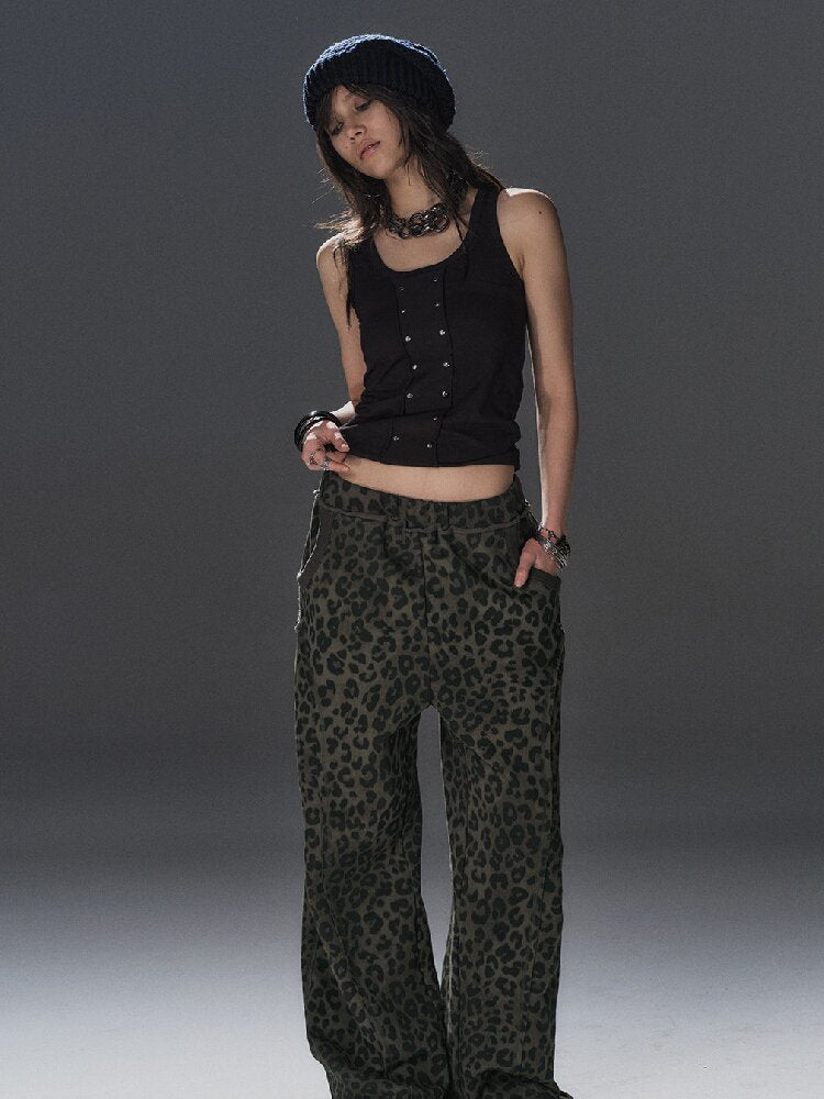 Leopard Print Studded Trousers【s0000016240】