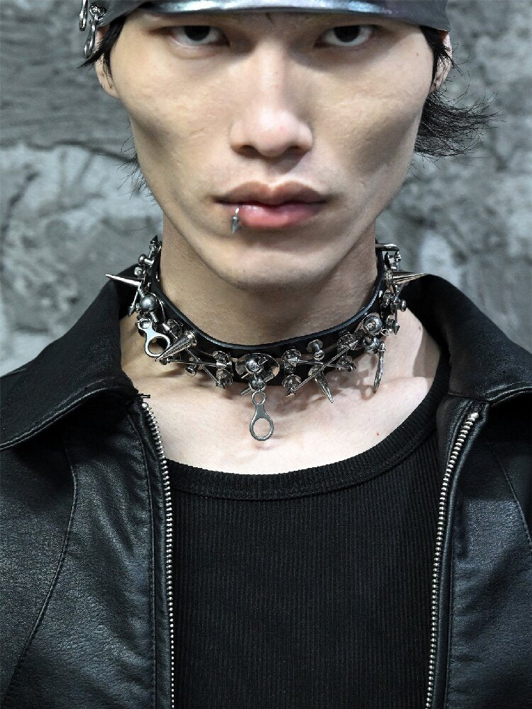 Hardcore Leather Punk Necklace Accessory【s0000018870】