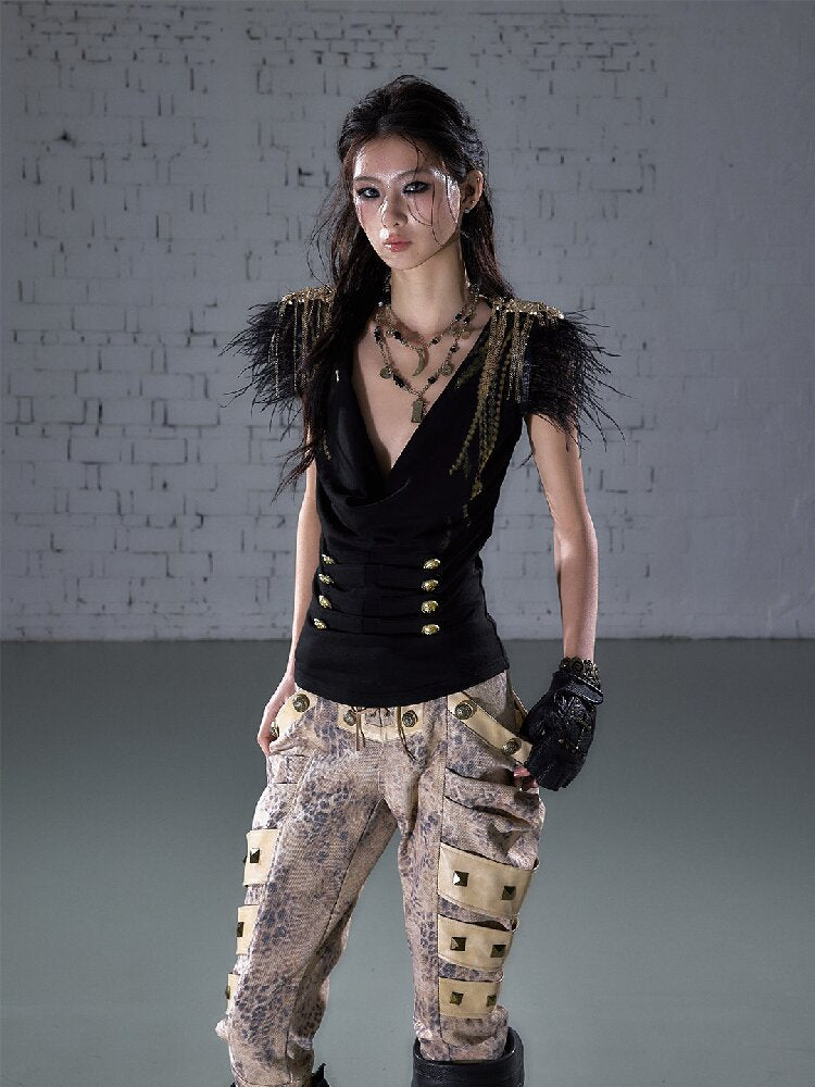 Parched Ostrich Feather Vest【s0000016200】