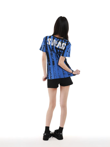Stars and Stripes Letter Print Tee【s0000018239】