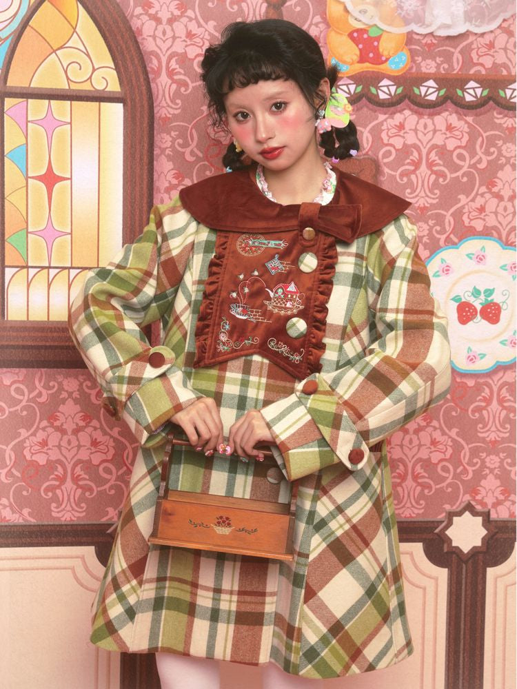 Tweed Lapel Skinny Mid-Length Coat【s0000011182】