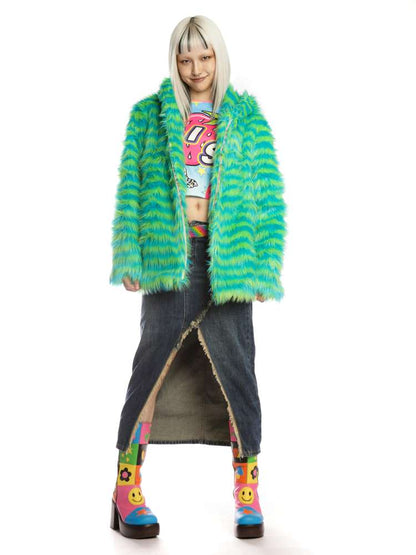 Y2K American Street Trendy White Fur Hooded Jacket【s0000014910】