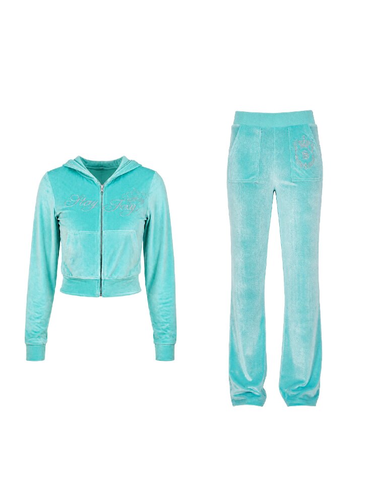 Velvet Slim Hooded Sports Set【s0000018568】