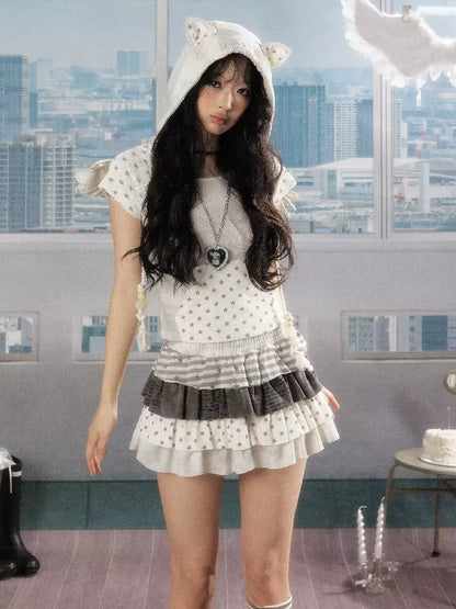 Patchwork Pentagram Lace Short Skirt【s0000016535】