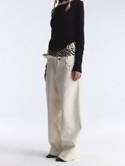 Irregular Zebra Wide Leather Pant【s0000015392】