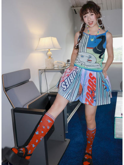 Snake print knitted strapless top【s0000012816】