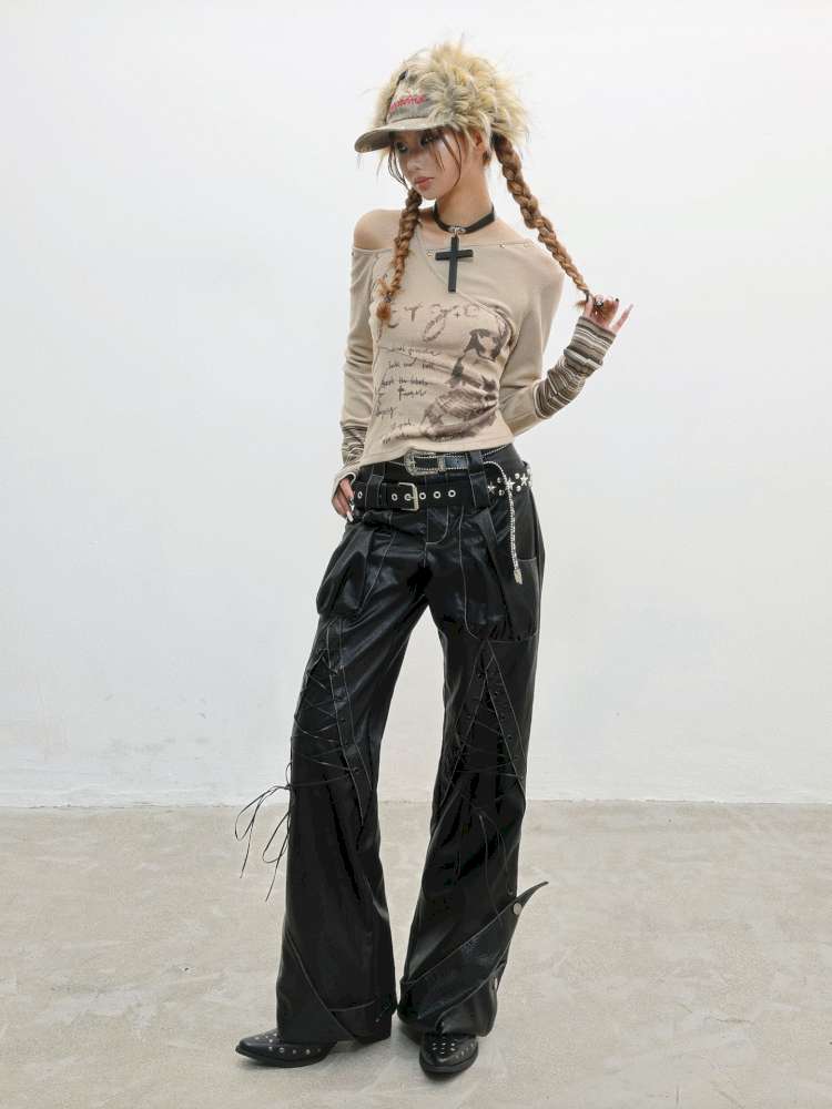 Slim Hot Girl Off-Shoulder Patchwork Shirt【s0000014830】