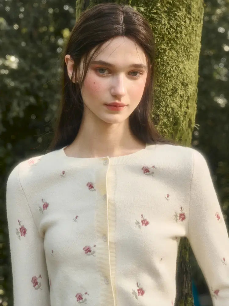 Floral Print “Mix & Match” Sweet Floral Knit Top【s0000014324】