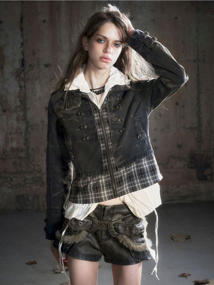 Standing collar zipper positive shoulder jacket【s0000013891】