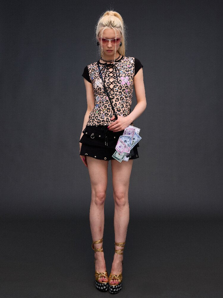 Leopard Sticker Print Strappy T【s0000017029】