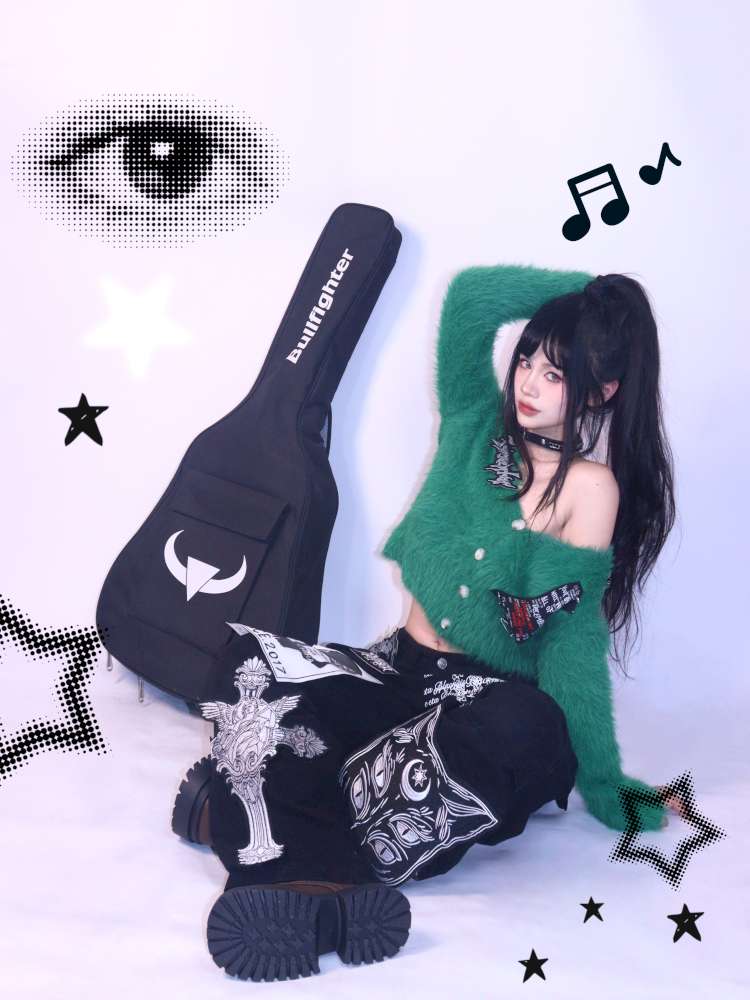 Green Y2K Loose Velvet Sweater【s0000014623】