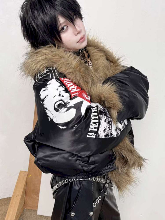 Leopard Print Lining Thickened Hooded Coat【s0000014537】