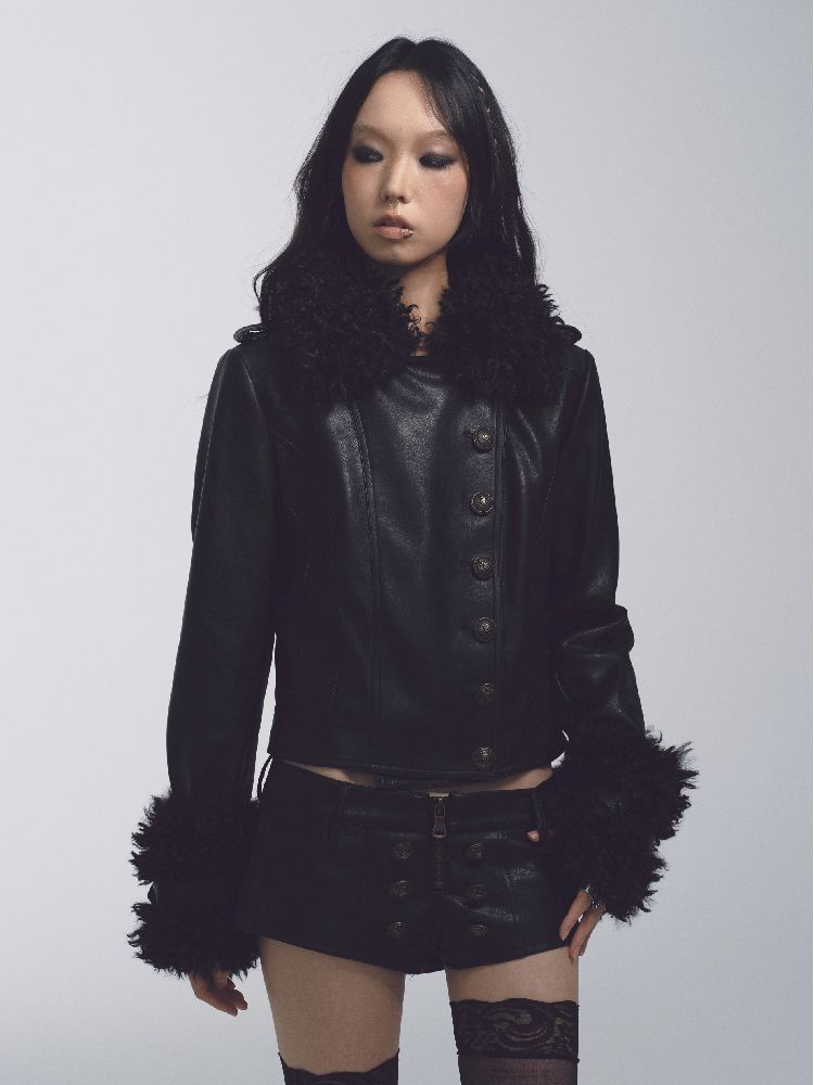 Leather Jacket Shorts Set [S0000010740]