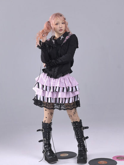 Striped Note Element Puffy Skirt【s0000016225】