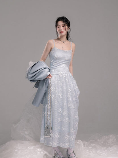 Ice Lake Gauze Embroidered Dress【s0000015744】