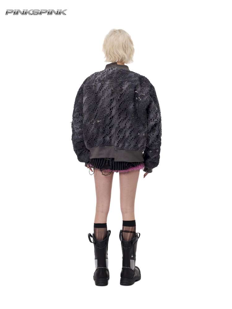 Black Metal Studded Cotton Suit【s0000015127】