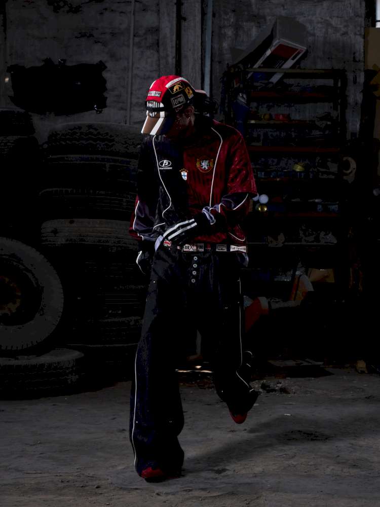 Red Trim Wide Leg Cotton Jeans【s0000015172】
