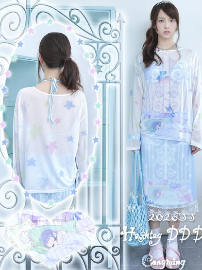 Mesh Long Sleeve Cover-Up T-Shirt【s0000017478】