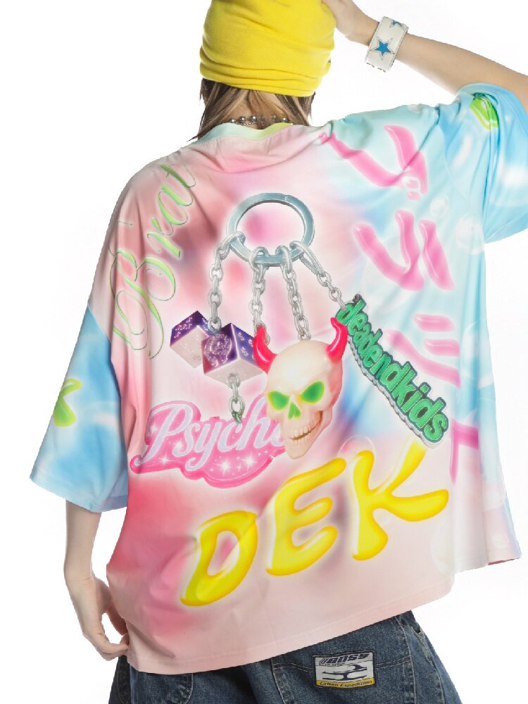 Dopamine Y2k Yabi Print T-shirt【s0000015890】