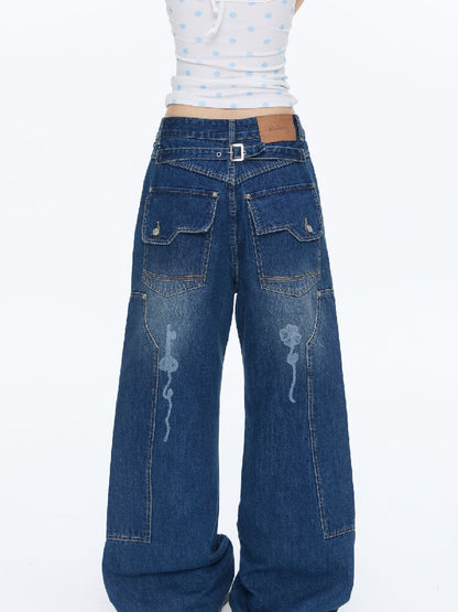 Stud Washed Two Tone Raw Jeans【s0000016398】