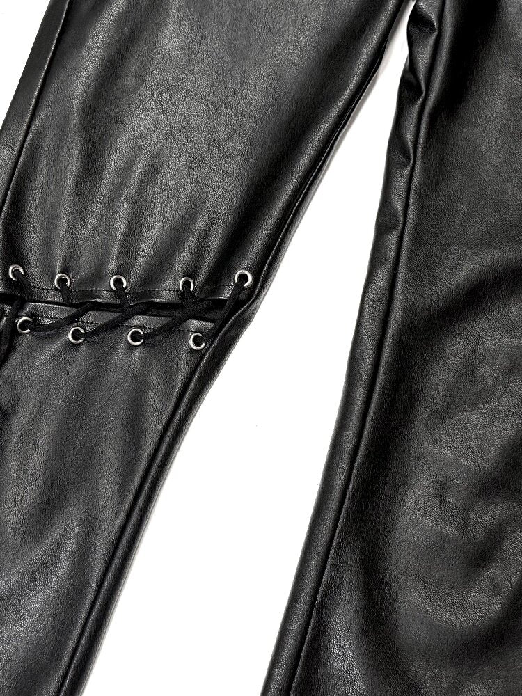 Metal Rivet High-Stretch Leather Pants【s0000019100】