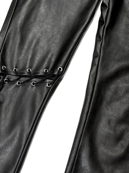 Metal Rivet High-Stretch Leather Pants【s0000019100】