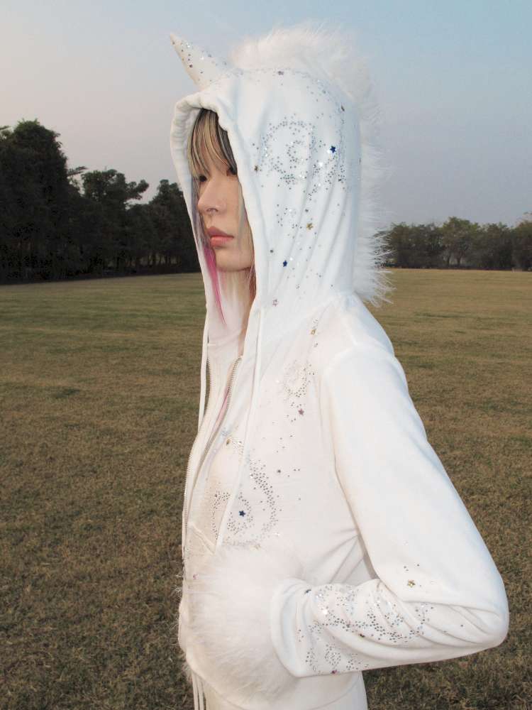 Horse Unicorn Velvet Diamond Coat【s0000015377】