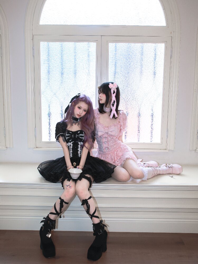 Heavy Craft Pearl Bow Cake Dress【s0000017522】