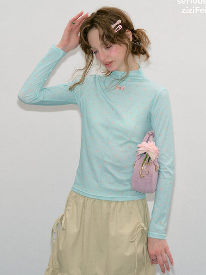 Floral Turtleneck Slim Base Shirt【s0000017875】