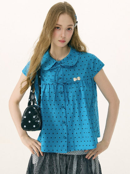 Doll Collar Bow Polka Dot Shirt【s0000016851】