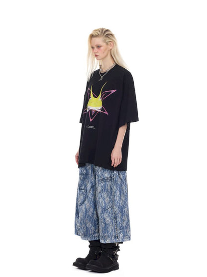 Rock Frog Print Loose Fit T-Shirt【s0000012978】