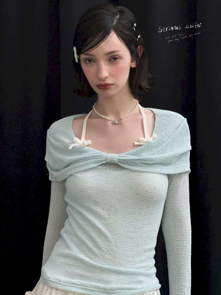 Soft Cloud Knot Slim Knitted Top【s0000015426】