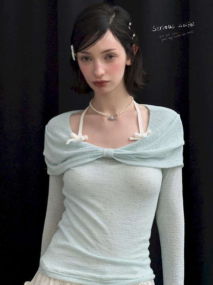 Soft Cloud Knot Slim Knitted Top【s0000015426】