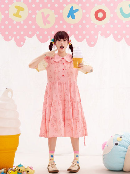 Animal Angel Fly Sleeve Pink Dress【s0000013188】
