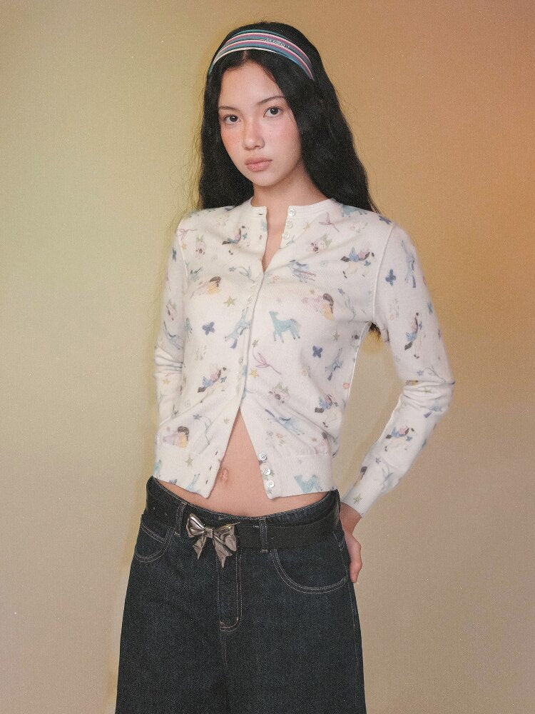 Horse Rabbit Floral Crew Cardigan【s0000016084】